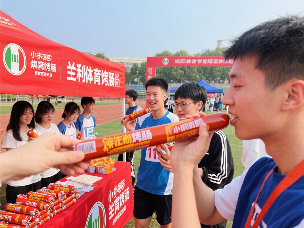 以某高校的运动会为例，米兰体育烤肠作为活动赞助商，